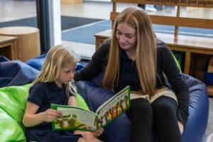 two students reading
